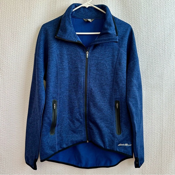 Eddie Bauer Women’s Heather Blue Zip Up Fleece Jacket Size: S - Picture 1 of 10
